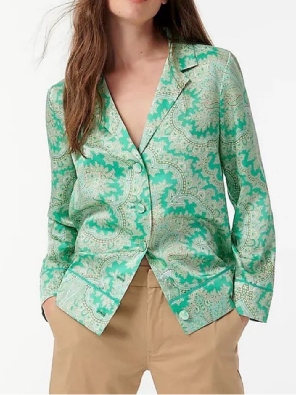 J Crew Collection Drapey button-up top Ratti pendant paisley M